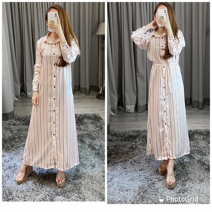 Maxy Satin / Áo choàng Satin kênh dài - màu hồng