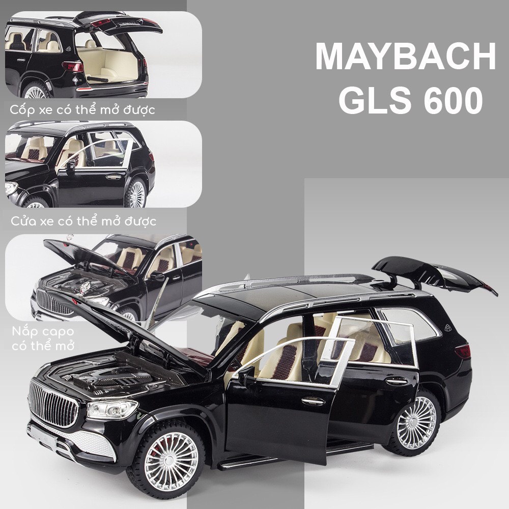 Xe mô hình Mercedes GLS600 tỉ lệ 1:24 hãng Chimei chất liệu kim loại, 3 màu Trắng, Đen, Bạc