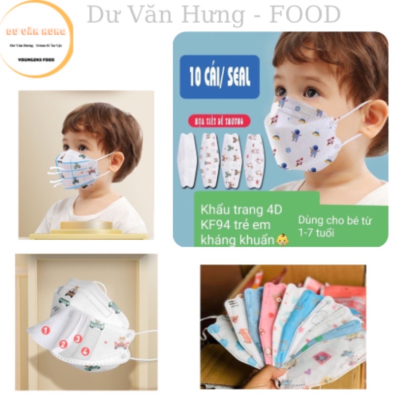 Khẩu trang 4D cho bé bịch 10 cái tiêu chuẩn KF94 / Landmask