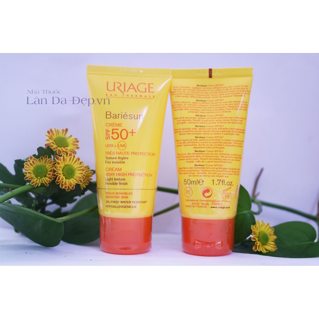 (CHÍNH HÃNG Làn Da Đẹp) - Uriage Bariésun Crème  SPF 50 - Kem chống nắng cho da nhạy cảm không màu