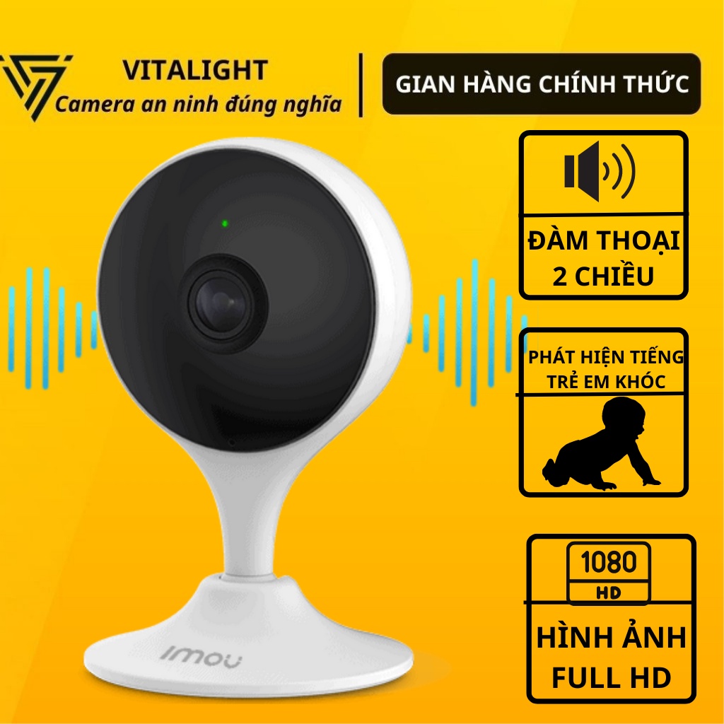 Camera wifi Cue2 báo động về điện thoại, tích hợp AI nhận diện người, độ phân giải full Hd, chính hãng imou VITALIGHT