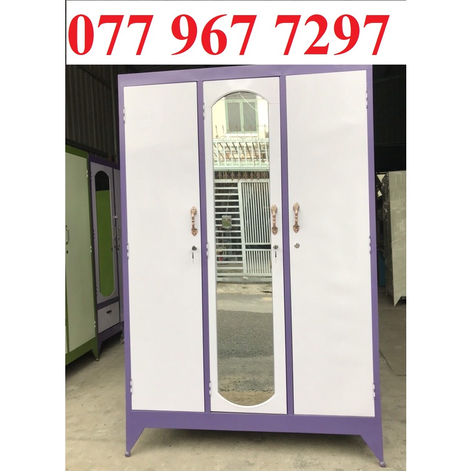 Tủ sắt quần áo sơn dầu 3 cánh NEW _ giao hàng tại Tphcm bình dương đồng nai