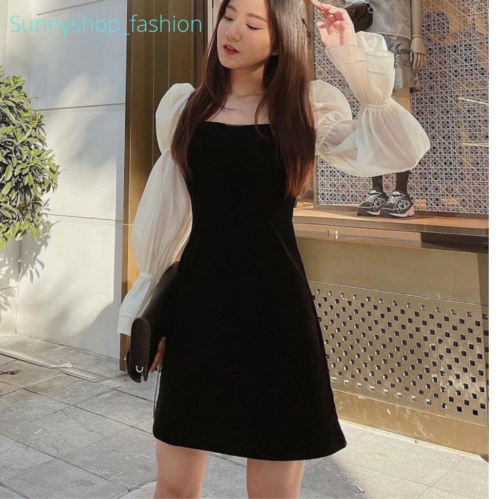 váy nhung đen tay lụa siêu hottt | BigBuy360 - bigbuy360.vn