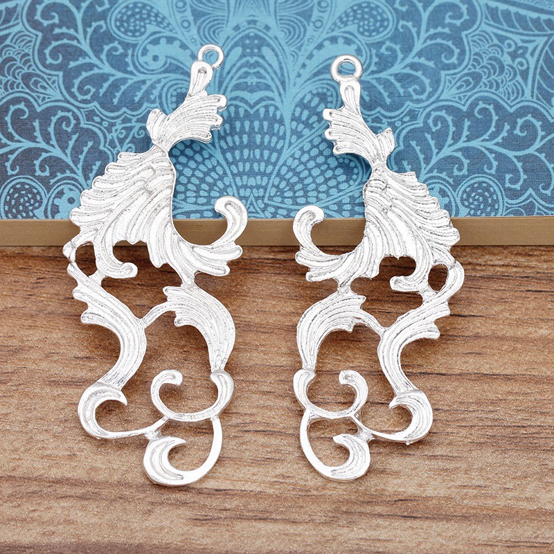 1 cặp phiến đúc họa tiết 25*60.5mm nguyên liệu làm trâm làm trang sức cổ trang cosplay cổ phục có màu KC