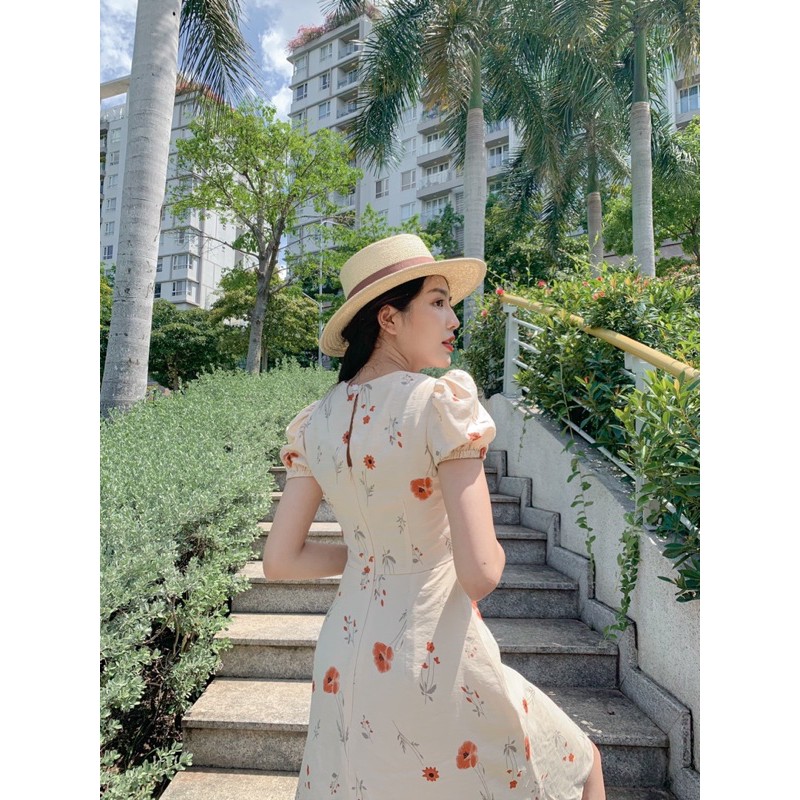 [Mã SKAMA06 giảm 8% tối đa 50K đơn 250K] Đầm ROSY - Đầm midi cúc trắng nhún ngực | BigBuy360 - bigbuy360.vn