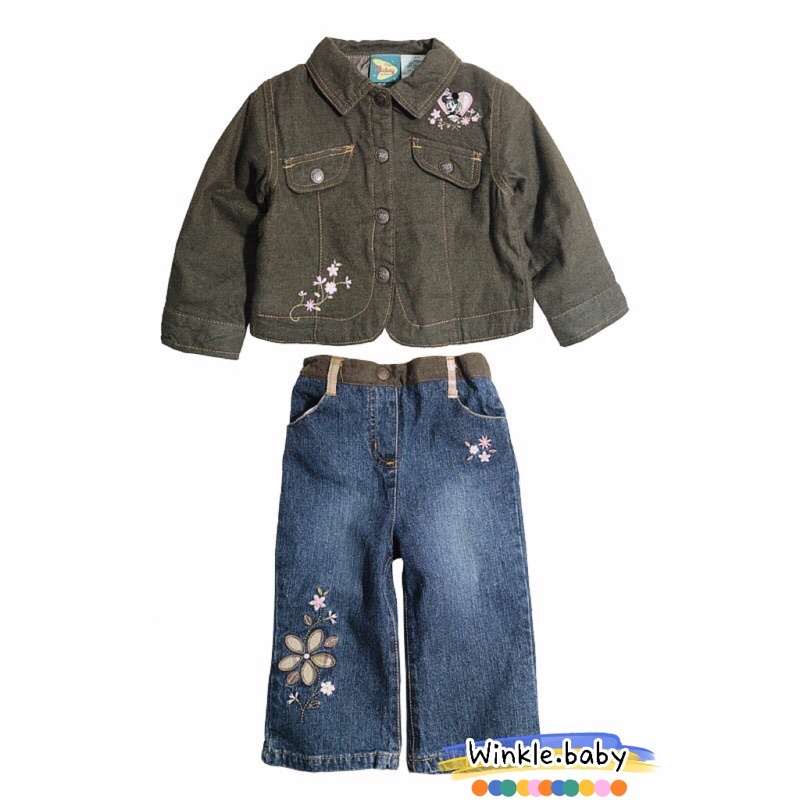 Set Áo Khoác + quần Jean Disney nguyên bản cực ngầu cho bé gái