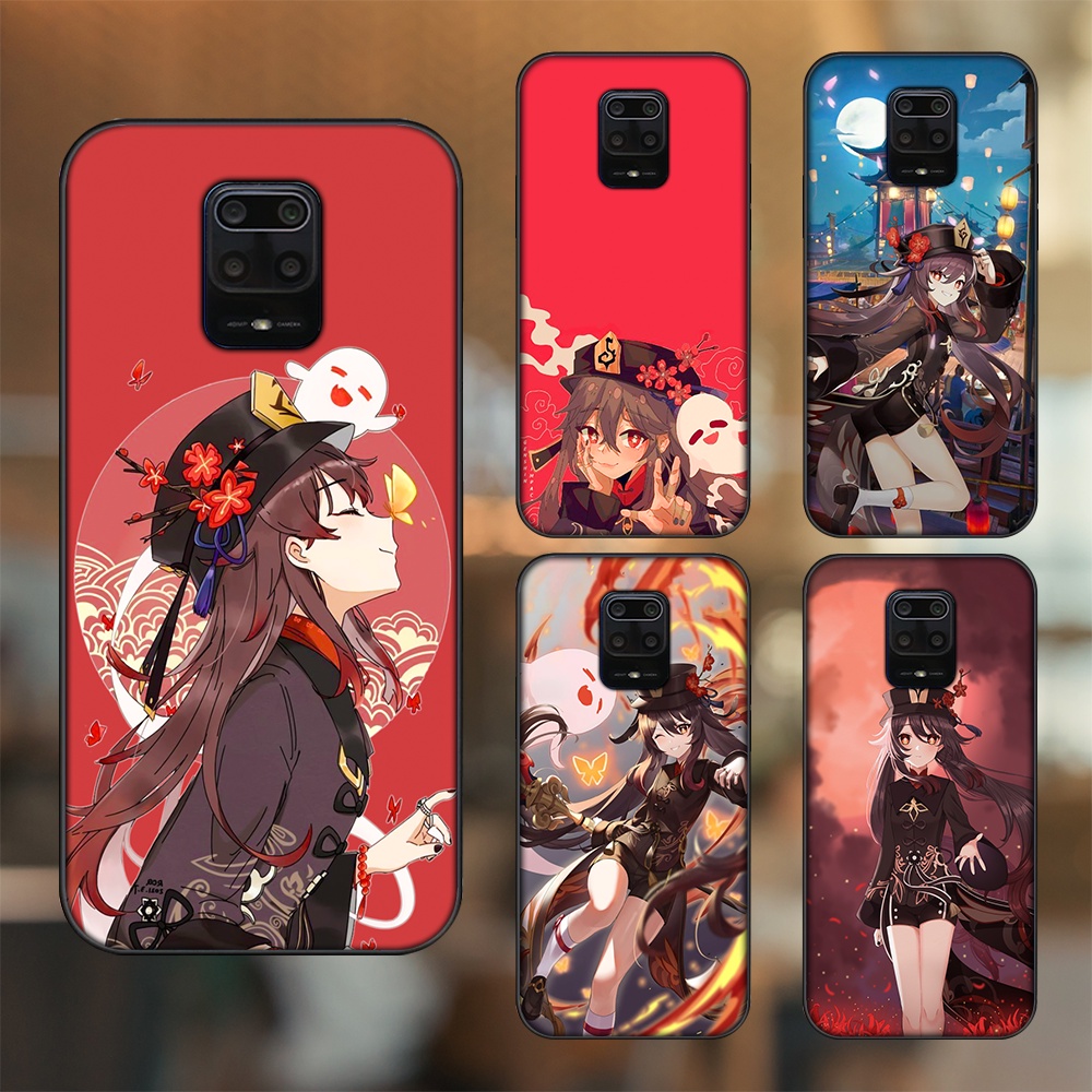 Ốp lưng Xiaomi Redmi Note 9s, Note 9 Pro viền đen in hình Hutao Genshin Impact