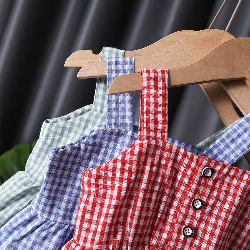 Bộ Quần Áo Họa Tiết Sọc Caro Dễ Thương Thời Trang Mùa Hè Cho Bé Gái