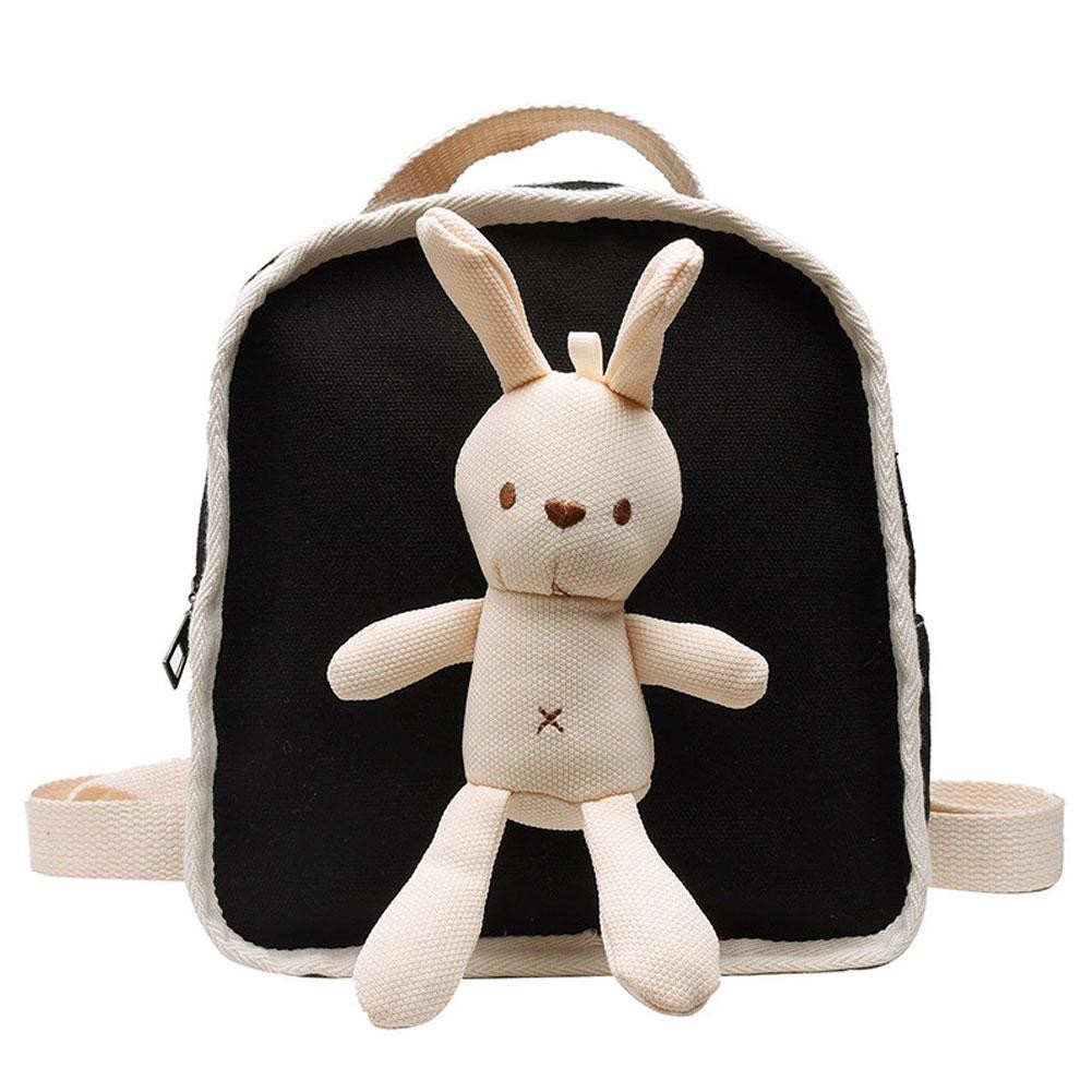 Balo mini vải canvas có gấu kèm theo-D040