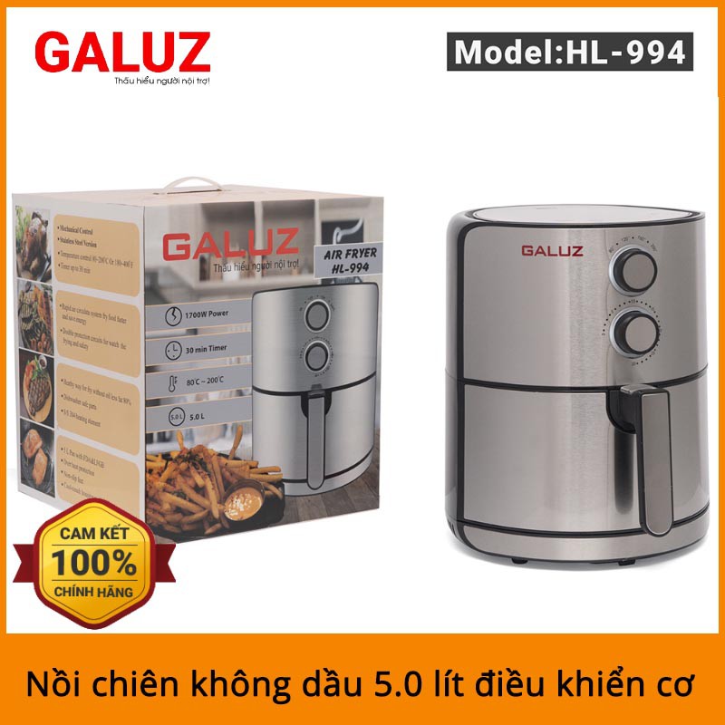 Nồi chiên không dầu Galuz HL-994 dung tích 5 lít công xuất 1800W - Bảo hành chính hãng 18 tháng