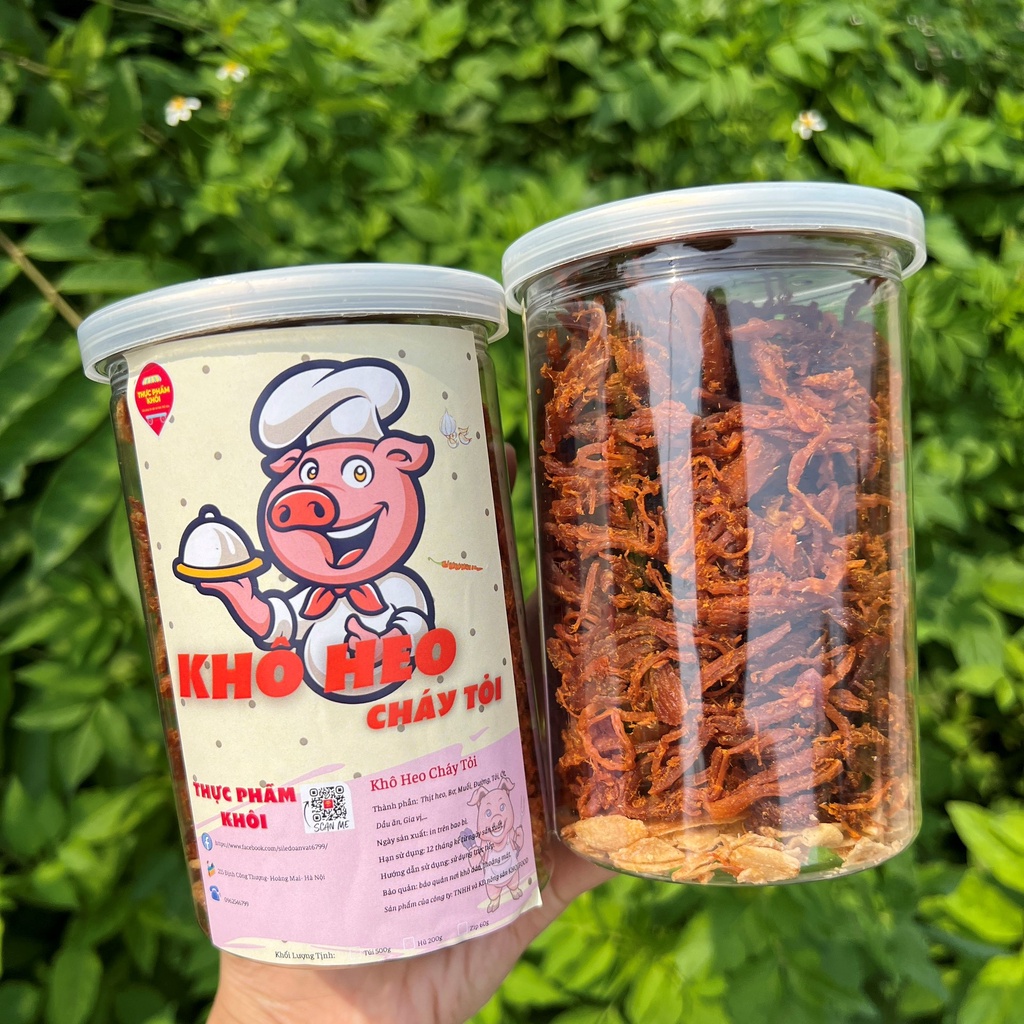Khô heo cháy tỏi thịt dai ngon, ngọt thịt, vị cay nhẹ ( zip dùng thử 60g )