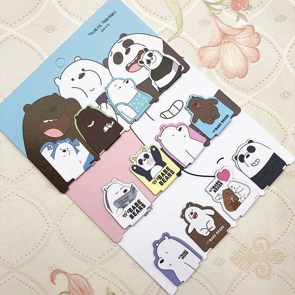 Set 4 bookmark nam châm We Bare Bears Chúng tôi đơn giản là gấu