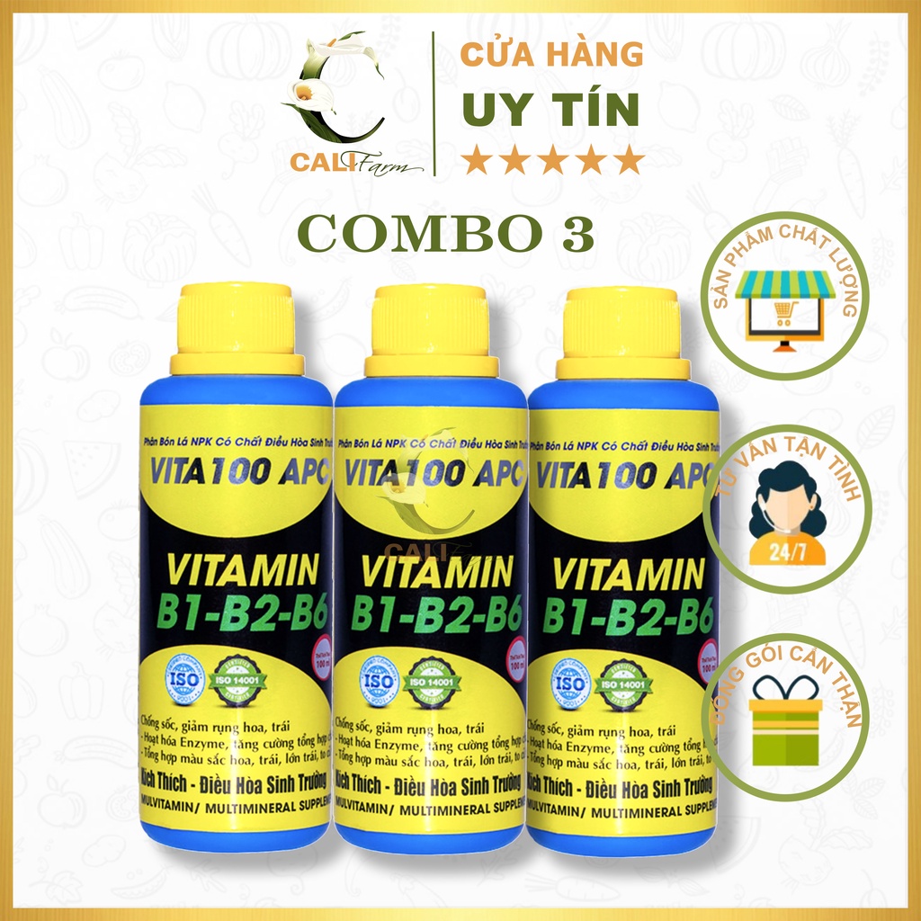 [Combo 3] Phân bón lá Vitamin B1-B2-B6  VITA100 APC chai 100ml