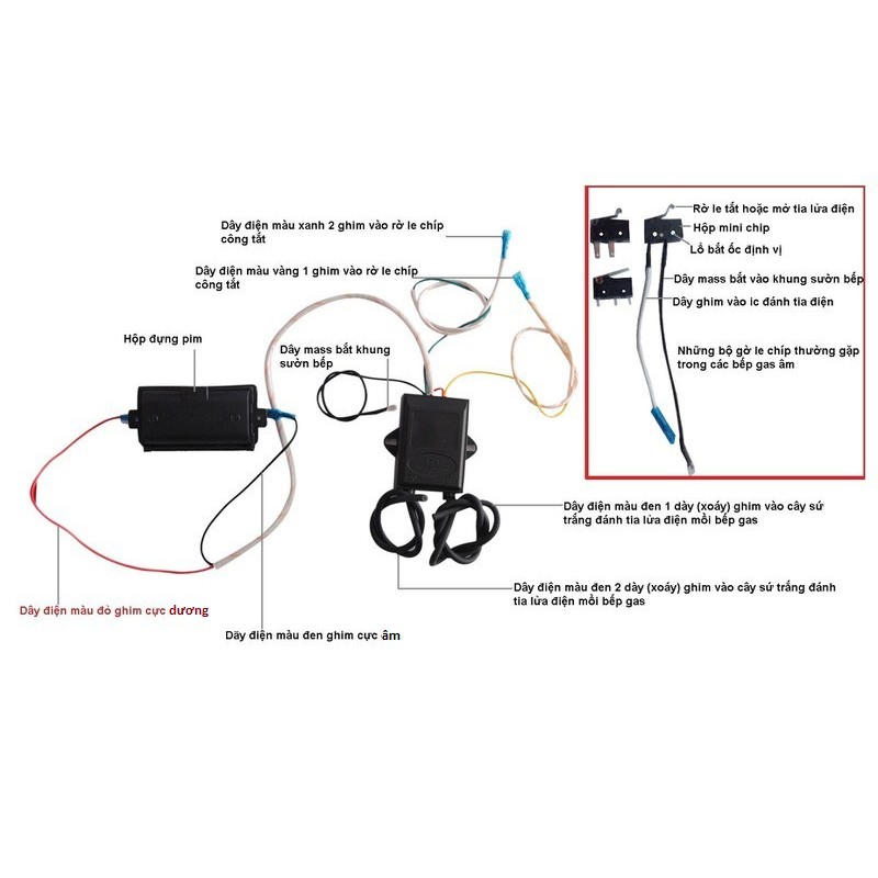 IC Điện Tử Đánh Lửa Bếp Gas âm dương 2 lò (loại tốt-có sơ đồ đấu điện)