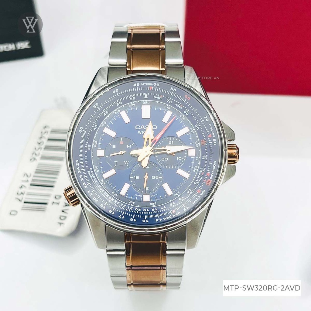 Đồng Hồ Quartz Nam Casio WATCHSTORE MTP-SW320RG-2AVDF Mặt Kính Khoáng 44mm, Dây Kim Loại Sang Trọng, Bền Bỉ