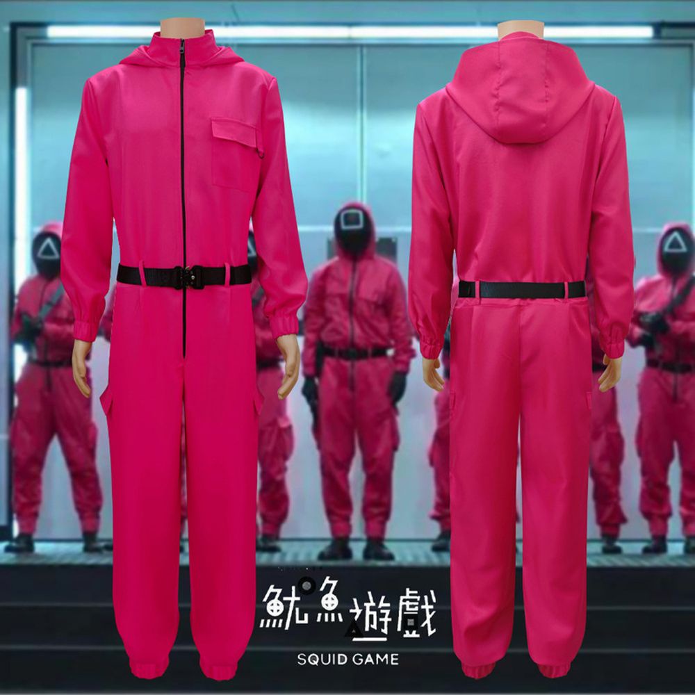 Áo liền quần cổ tròn có túi + găng tay và thắt lưng hóa trang nhân vật phim Squid Game dịp Halloween phong cách Hàn Quốc | BigBuy360 - bigbuy360.vn