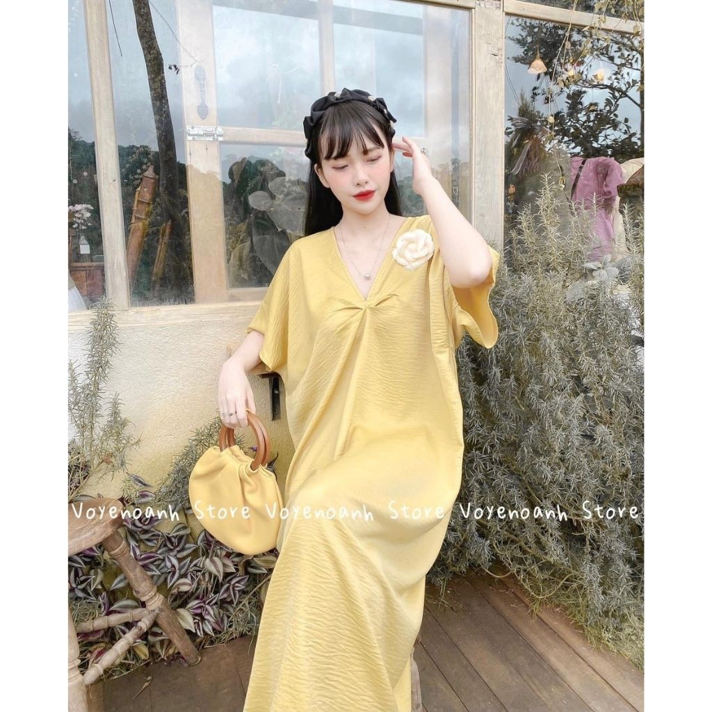 Váy bầu thời trang thiết kế M300 chất đũi tơ freesize từ 45 đến 70kg