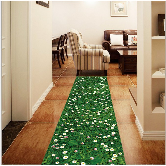 Decal trang trí thảm cỏ hoa cúc trắng