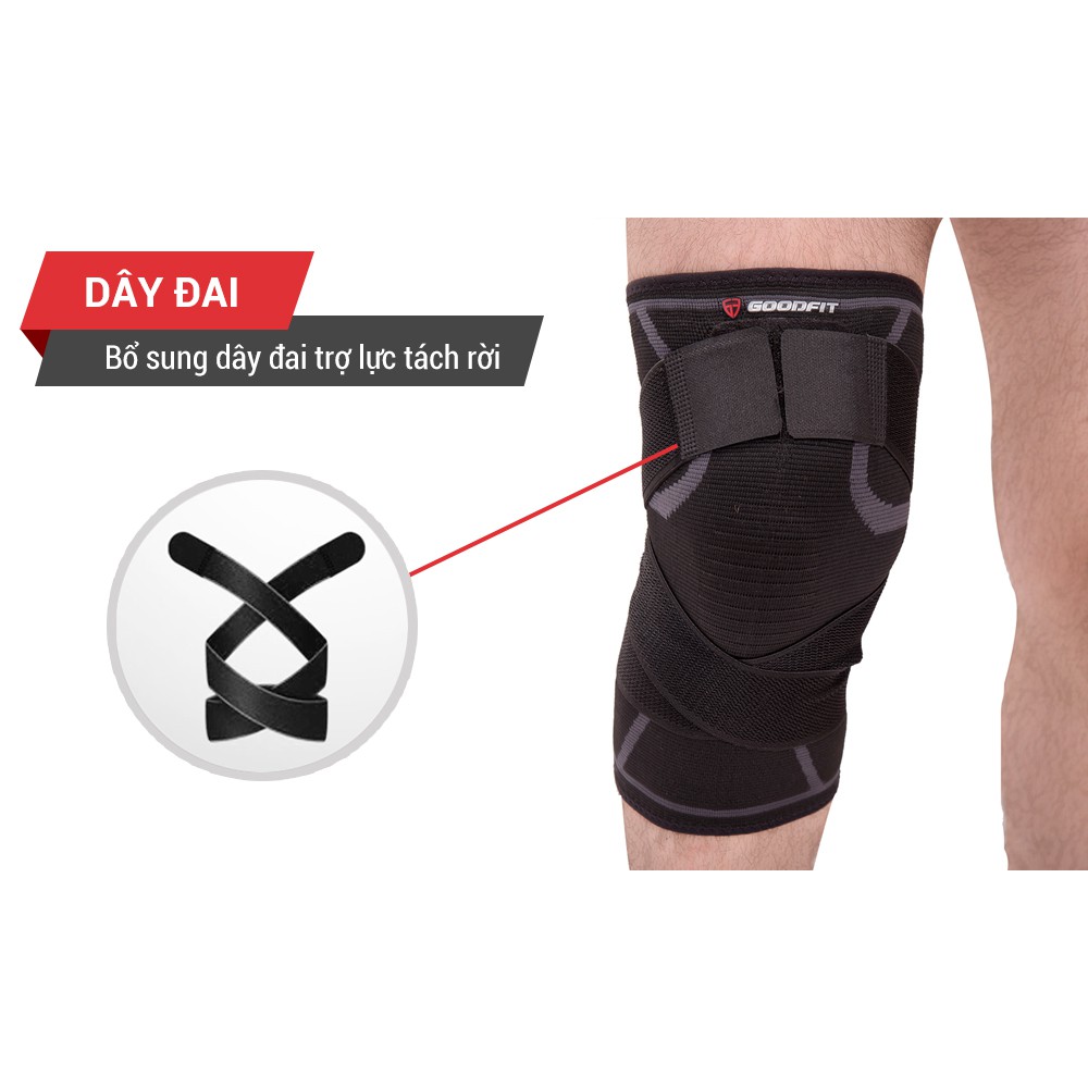 Bó bảo vệ đầu gối chơi thể thao chạy bộ, cầu long, tennis, đá bóng 2 trong 1 GoodFit GF511K