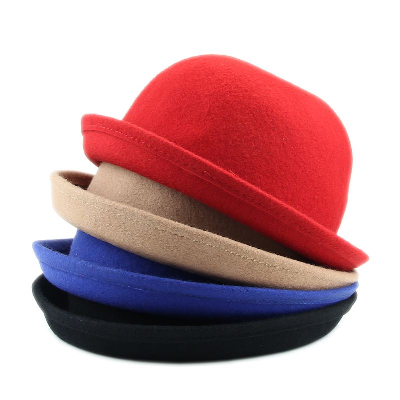 Mũ Bowler Derby Bằng Len Phong Cách Vintage Cho Nam Và Nữ