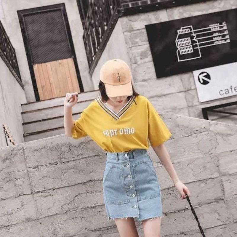 Áo thun nữ dáng rộng tay ngắn thời trang phong cách Hàn Quốc