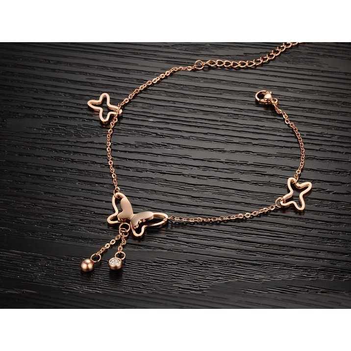 Lắc chân titan inox con bướm vàng hồng | BigBuy360 - bigbuy360.vn