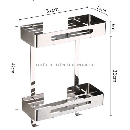 Kệ Thẳng Đựng Dầu Gội Sữa Tắm Trong Nhà Tắm INOX 304 , KỆ Thẳng INOX TẤM ĐẶC 2 Tầng