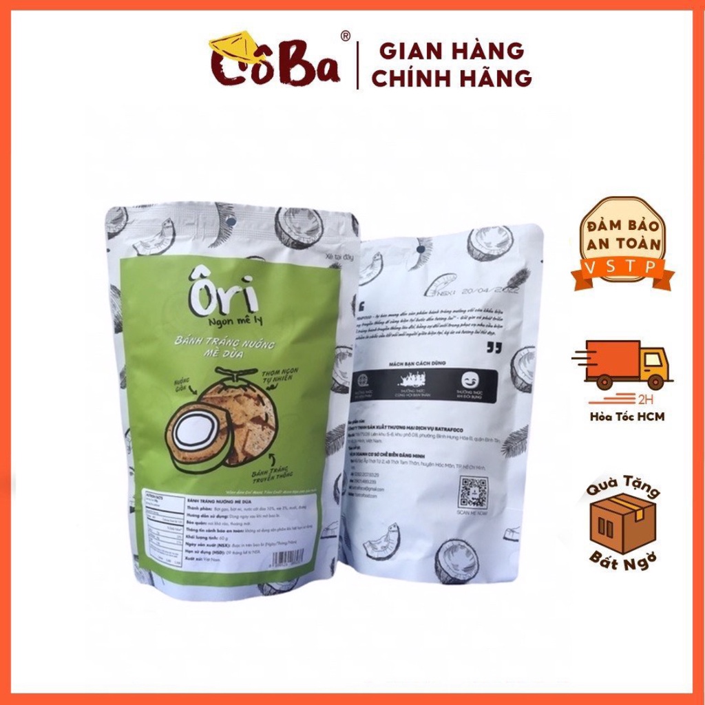 Bánh Tráng Nướng Mè Dừa Cô Ba Vị Nguyên Bản Đồ Ăn Vặt Thả Ga Không Lo Béo Luôn Mới, Thơm Ngon Béo Ngậy Không Bị Vỡ CB024