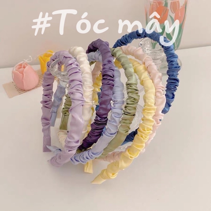 Bờm tóc lụa nhún bèo bản nhỏ dễ thương cho nữ BT14