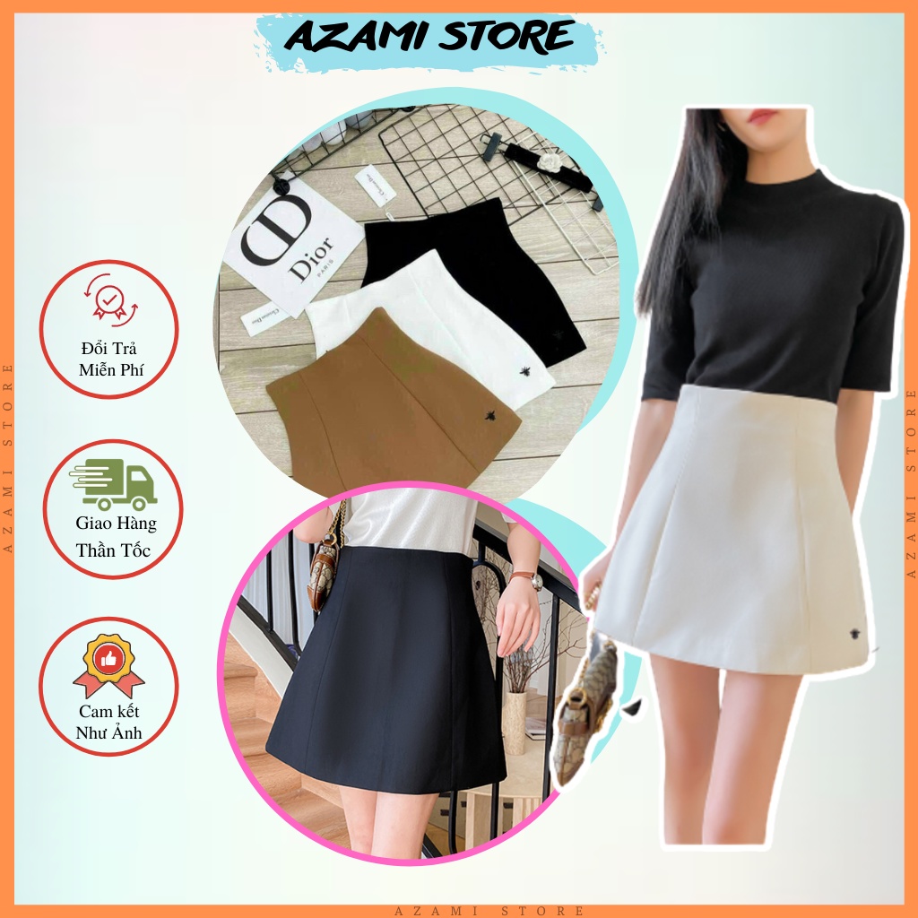 Chân Váy Chữ A Công Sở Đính Kèm Họa Tiết Con Ong Chất Liệu Tuyết Mưa Form Chuẩn Azami Store AZ20