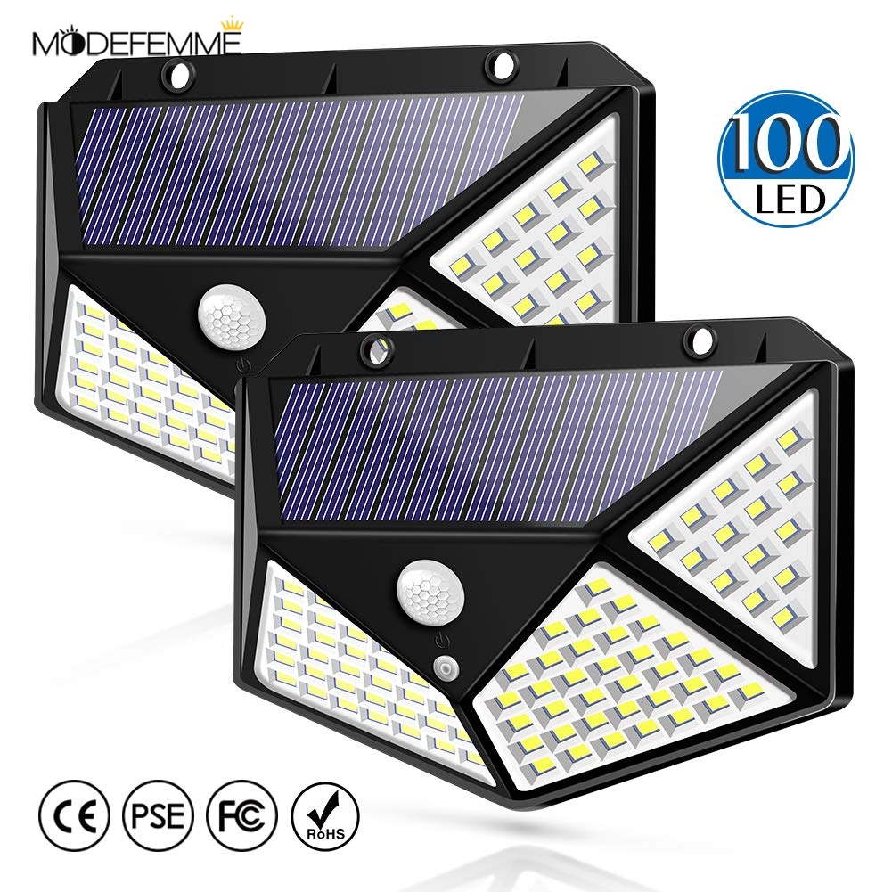 Đèn Led 100 Bóng Gắn Tường Ngoài Trời Cảm Biến Chuyển Động Chống Nước