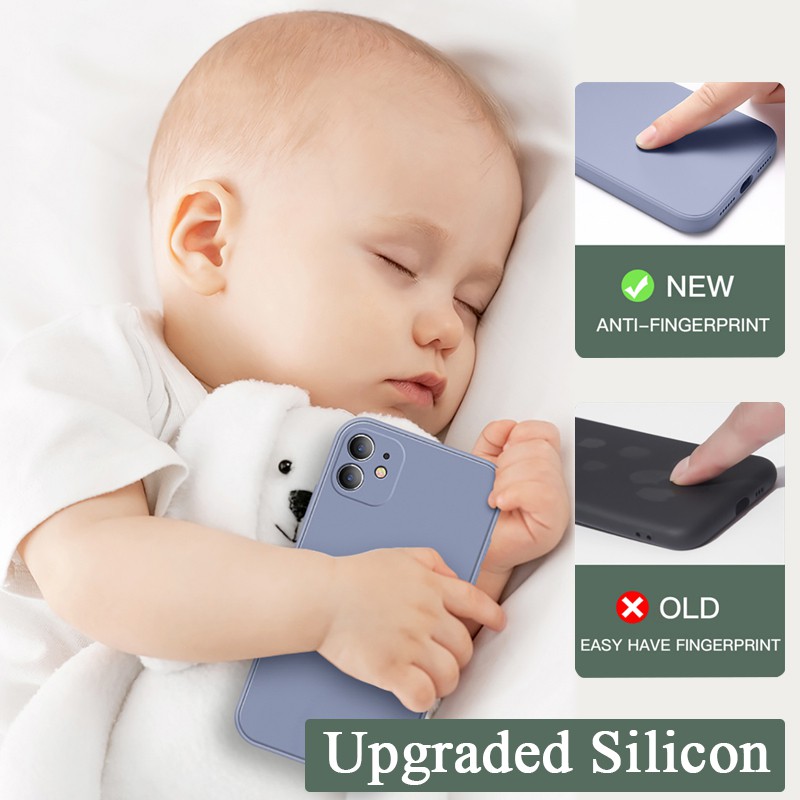 【Trở thành iPhone 12】 Với Logo Ốp lưng chống sốc bằng silicon mềm có viền thẳng cho iPhone 11 Pro Max XR X XS Max 7 8 Plus 6 6S Plus + SE Vỏ bọc điện thoại bằng nhung bên trong có nắp bảo vệ toàn bộ máy ảnh