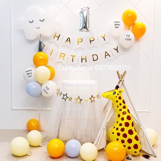 Bộ Bóng Bay Trang Trí Sinh Nhật Cho Bé Đơn Giản MS022 Tặng Kèm Trụ Mika