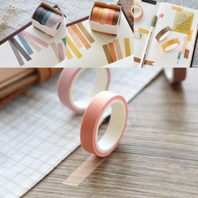 Cuộn Băng Keo Giấy 10mm X 5M Trang Trí Sổ Lưu Niệm