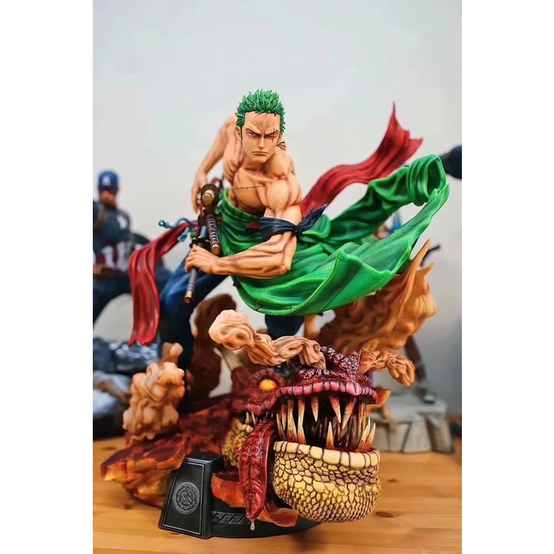 Mô hình one piece nhân vật roronoa zoro zoro cưỡi khủng long khổng lồ 50cm đồ chơi