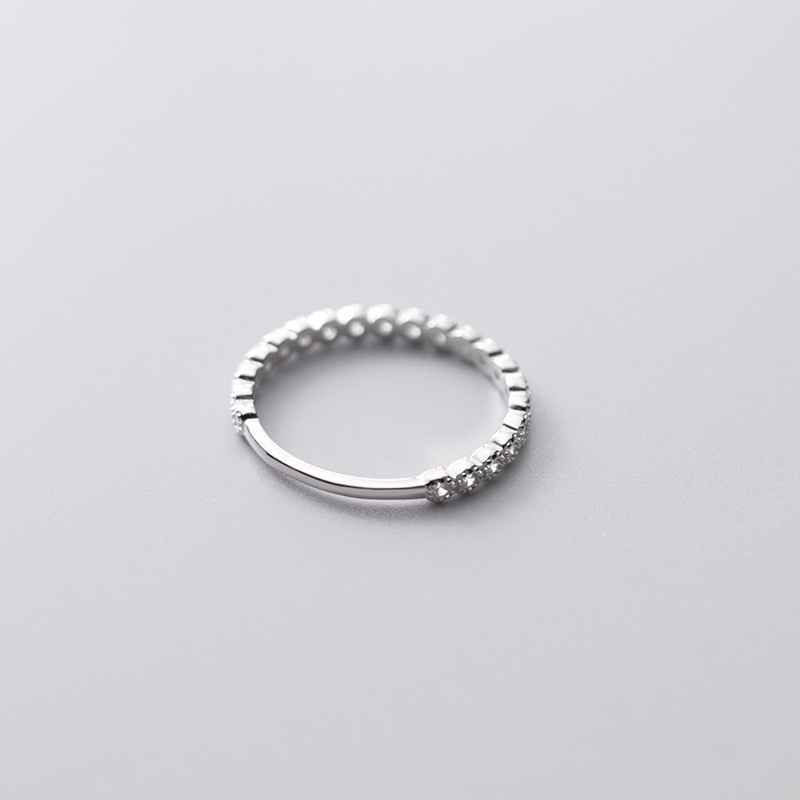 Nhẫn bạc nữ 925 đính nạm một hàng đá, nhẫn bạc Ý 925 mạ vàng trắng cao cấp DUYSON SILVER [NXK29]