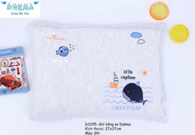 Gối bông cotton sơ sinh Dokma (27x38x1,5cm)