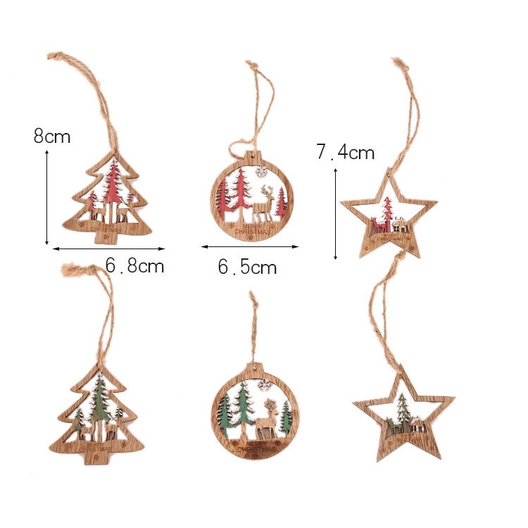 Bộ 6 phụ kiện treo trang trí cây thông xinh xắn dịp Giáng Sinh