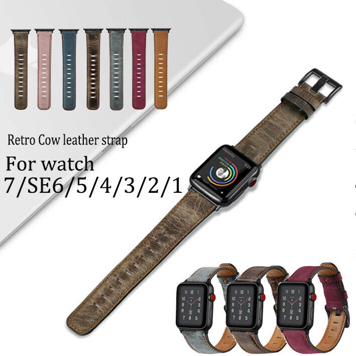Dây Đeo Bằng Da Cho Đồng Hồ Thông Minh Apple Watch 7 41/45/44/42/40/38 MM For iwatch series 6 SE 5 4