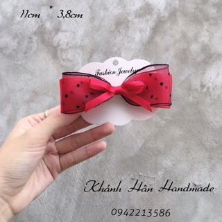 Kẹp tóc nơ đỏ chấm bi size 11cm * 3,8cm cho bé gái
