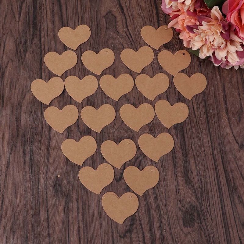 Set 100 Thẻ Giấy Hình Trái Tim Trang Trí Quà Tặng Tiệc Cưới