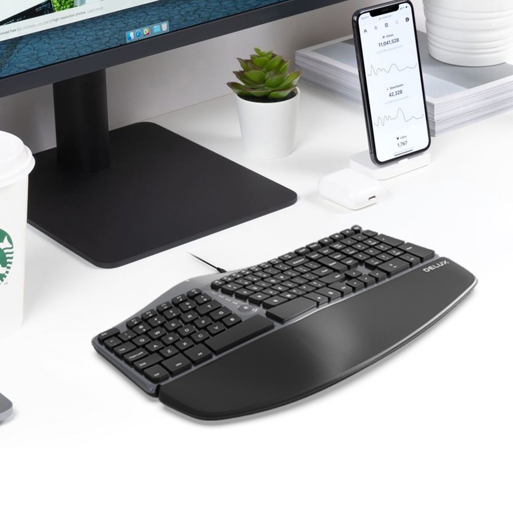 Bàn phím có dây Delux GM901U 107 phím kèm 2 hub 8m chuyên dụng cho Windows Mac