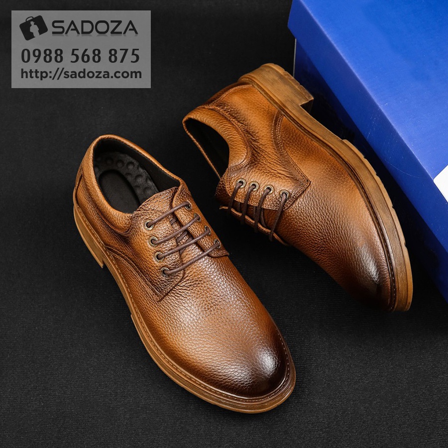Giày Derby Nam Da Bò Giá Rẻ Cao Cấp Hàn Quốc SADOZA Giày Đốc Nam Cổ Thấp Cá Tính GVN10