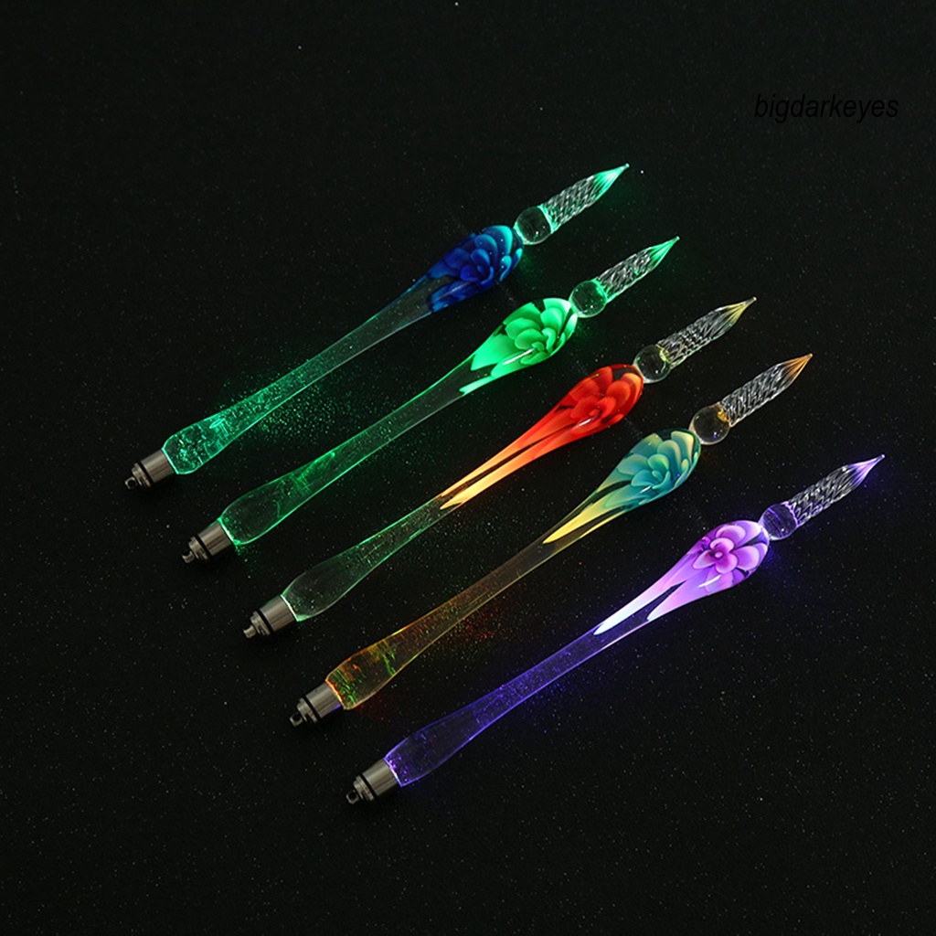 1 Set Bút Viết Thủy Tinh Trong Suốt Trang Trí Hoa Xinh Xắn