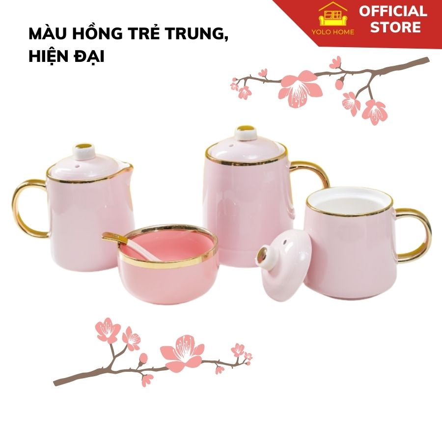 [Mã BMBAU300 giảm 10% đơn 499K] Cốc Chưng Yến, Hầm Đa Năng YOLO HOME Màu Hồng 6 Chức Năng