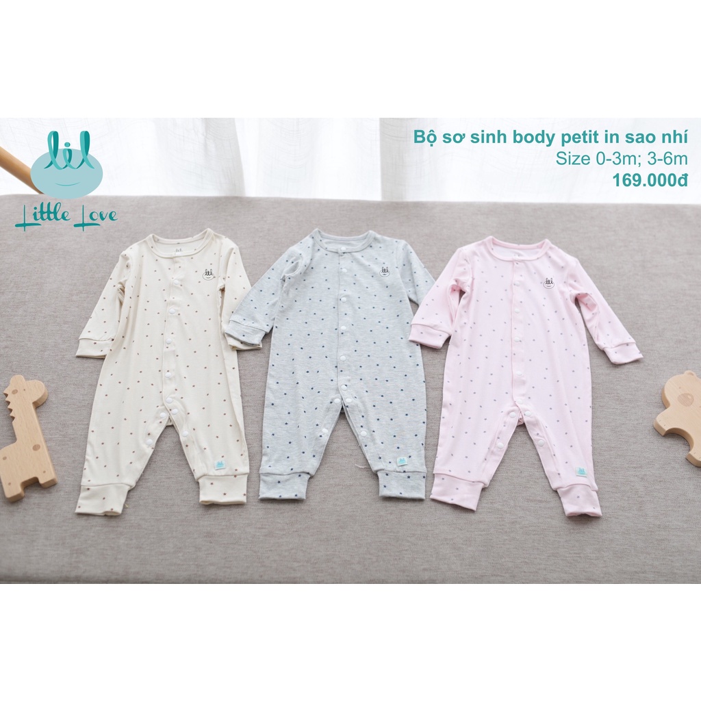 LBD21-LDT82. BỘ CÀI LỆCH/BODY DÀI SƠ SINH/MŨ NÓN-BAOTAY CHÂN PETIT IN SAO NHÍ