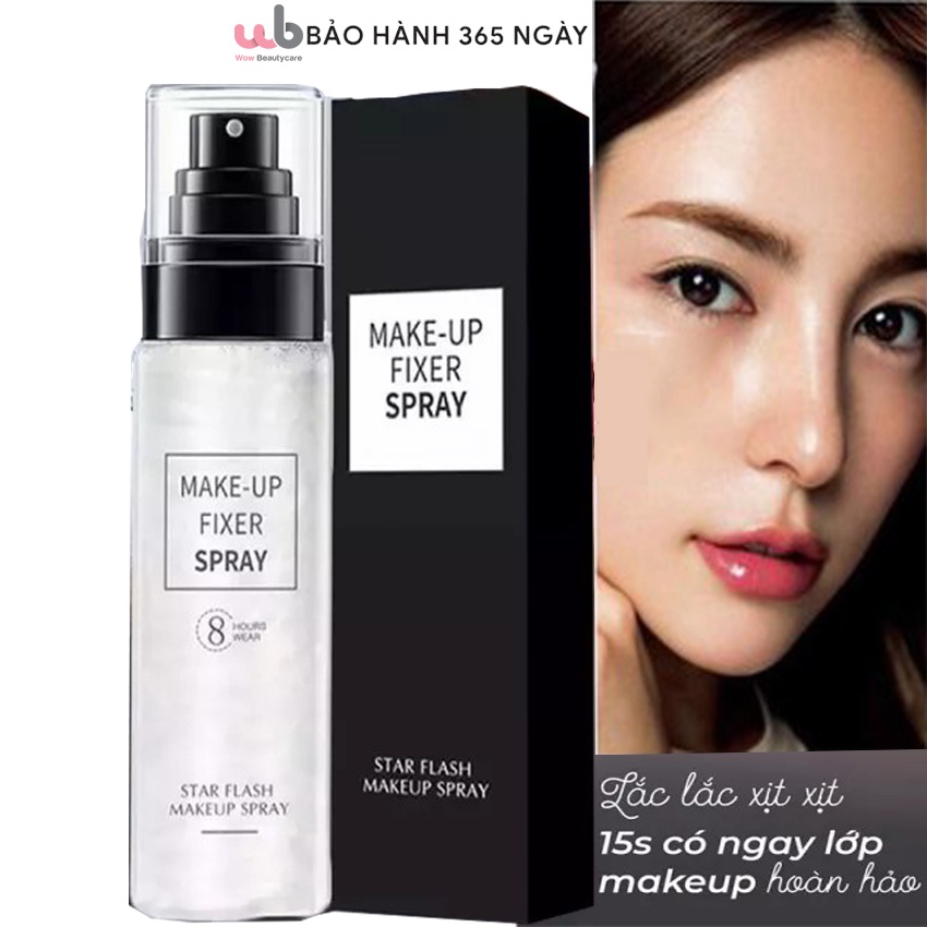 Xịt Khoáng Khóa lớp MAKEUP FIXER SPRAY 100ml,Có Ánh Nhũ Giữ Lớp Trang Điểm Lâu Trôi Và Cấp Ẩm.Tặng Kèm 1 Túi Gấu.