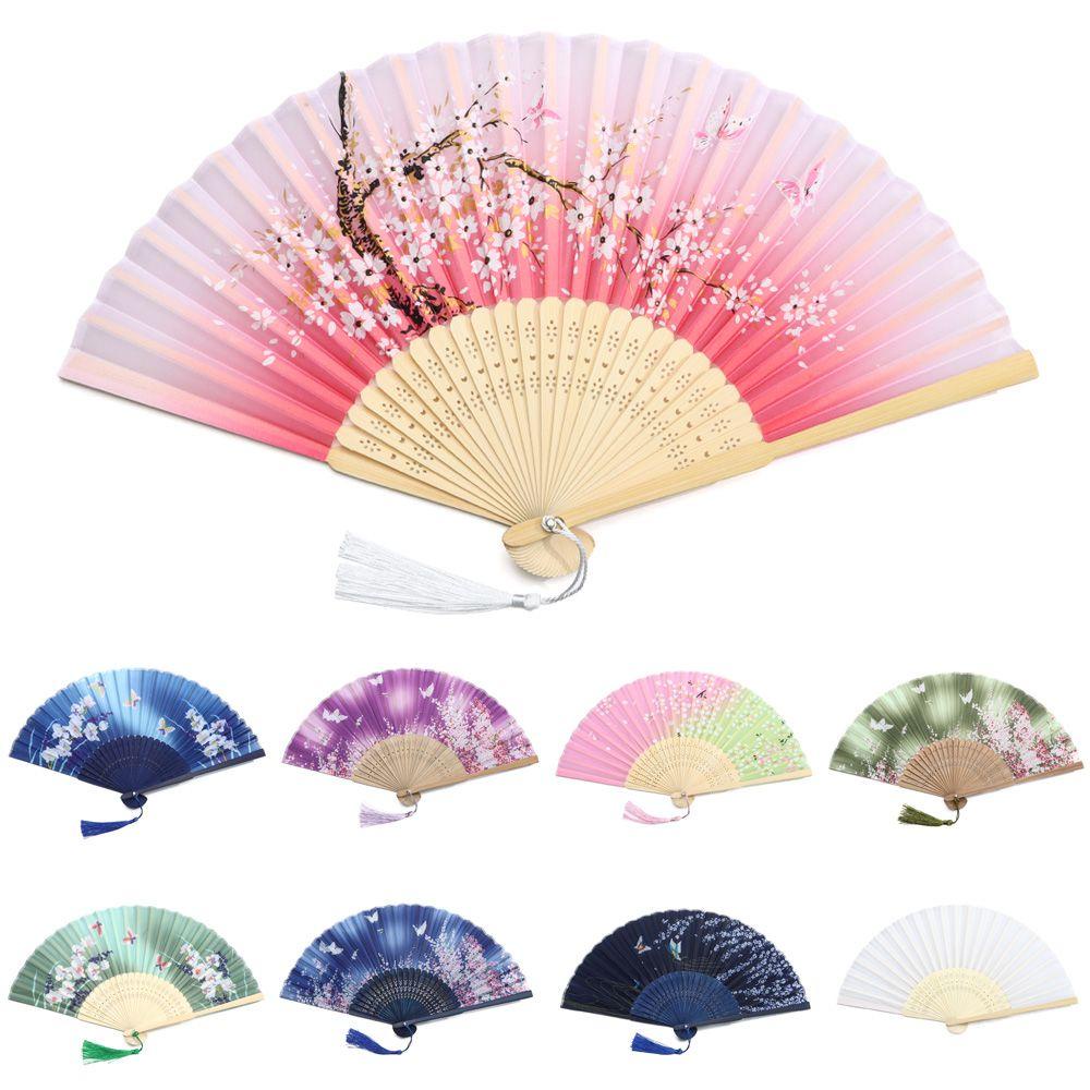 SUSANS Quạt Xếp Cầm Tay Bằng Tre Họa Tiết Hoa Trang Trí Bàn Làm Việc