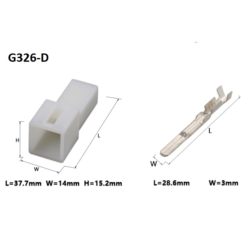 G326-Giắc cắm dây nịt 2 lỗ đầu nối xe hơi 3mm