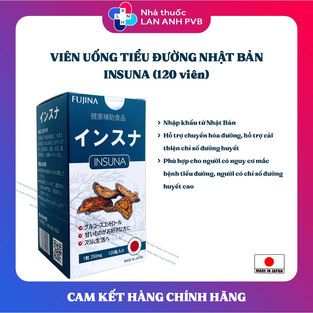 INSUNA (120 viên) - Viên uống tiểu đường từ Nhật Bản.